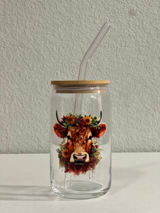 Highland Cow with Sunflowers